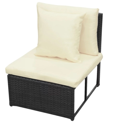 8 Piece Garden Lounge Set with Cushions Poly Rattan Black - Image 4
