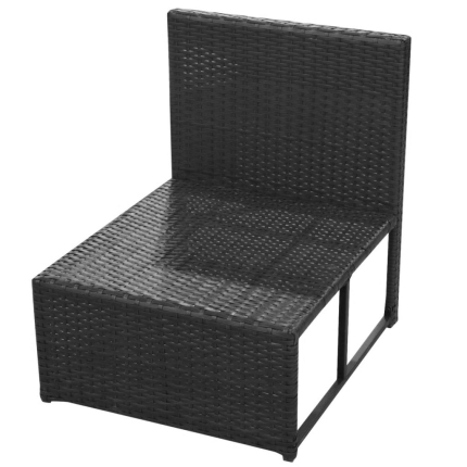 8 Piece Garden Lounge Set with Cushions Poly Rattan Black - Image 5