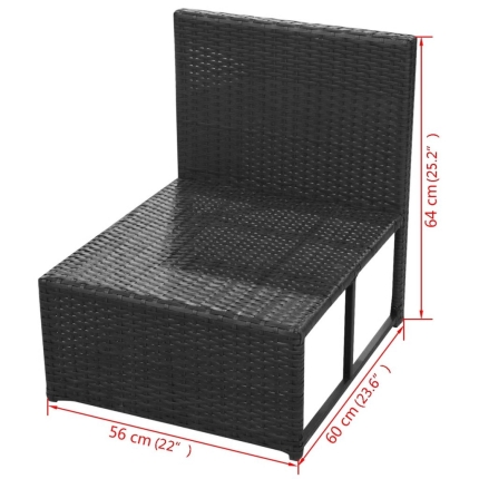 8 Piece Garden Lounge Set with Cushions Poly Rattan Black - Image 6