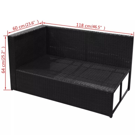 8 Piece Garden Lounge Set with Cushions Poly Rattan Black - Image 8