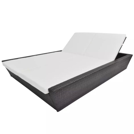 Outdoor Lounge Bed with Cushion Poly Rattan Brown - Image 4