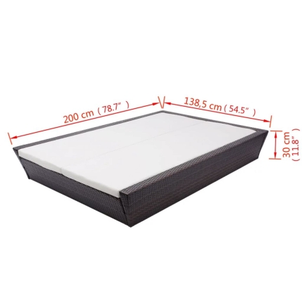 Outdoor Lounge Bed with Cushion Poly Rattan Brown - Image 8