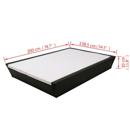Outdoor Lounge Bed with Cushion Poly Rattan Black - Image 8