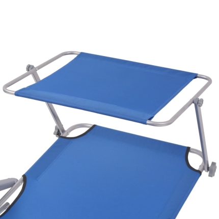 Sun Lounger with Canopy Steel Blue - Image 4