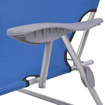 Sun Lounger with Canopy Steel Blue - Image 5