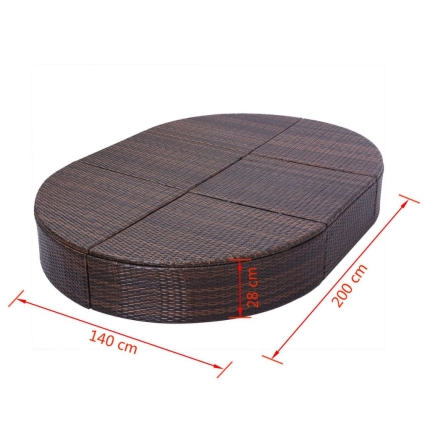 Outdoor Lounge Bed with Cushion Poly Rattan Brown - Image 8
