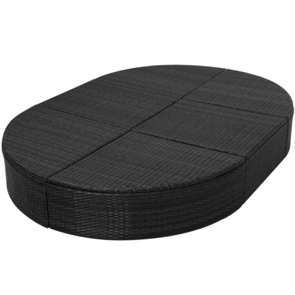 Outdoor Lounge Bed with Cushion Poly Rattan Black - Image 7