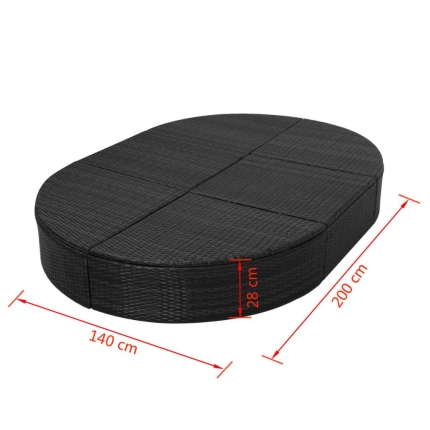 Outdoor Lounge Bed with Cushion Poly Rattan Black - Image 8