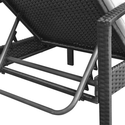 Sun Lounger with Cushion Poly Rattan Black - Image 7