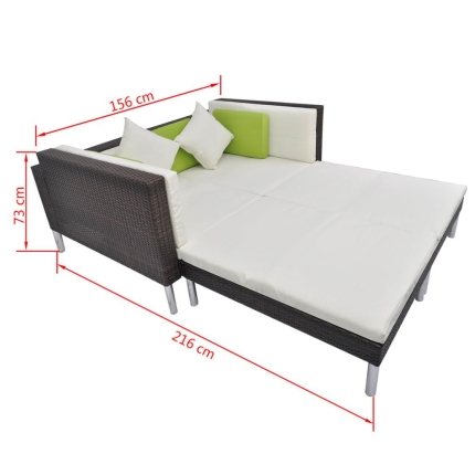 4 Piece Garden Lounge Set with Cushions Poly Rattan Brown - Image 10