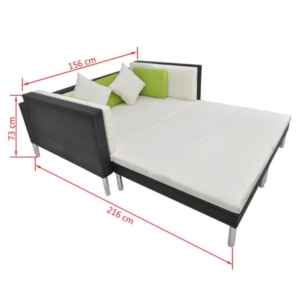 4 Piece Garden Lounge Set with Cushions Poly Rattan Black - Image 10