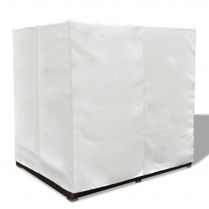Outdoor Lounge Bed with Curtains Poly Rattan Brown - Image 9