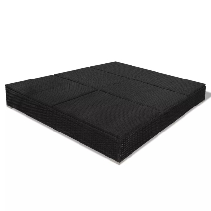 Outdoor Lounge Bed with Umbrella Poly Rattan Black - Image 9