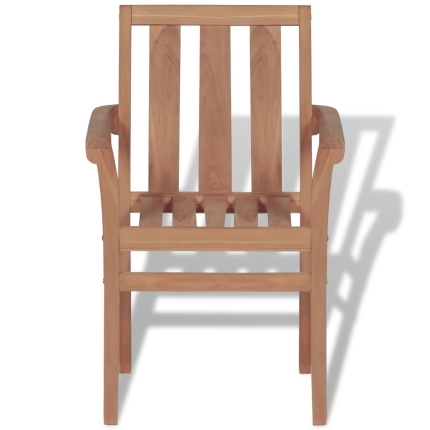Stackable Garden Chairs 2 pcs Solid Teak Wood - Image 3