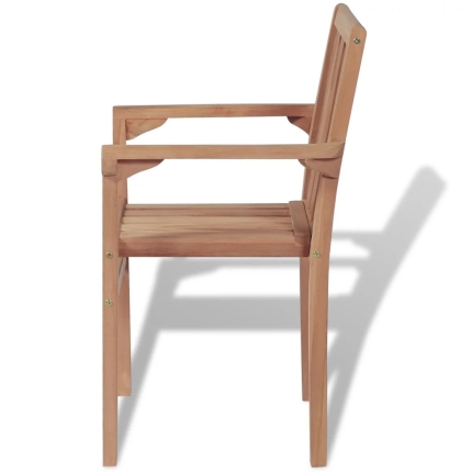 Stackable Garden Chairs 2 pcs Solid Teak Wood - Image 4
