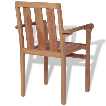 Stackable Garden Chairs 2 pcs Solid Teak Wood - Image 5