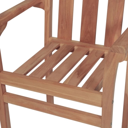 Stackable Garden Chairs 2 pcs Solid Teak Wood - Image 7