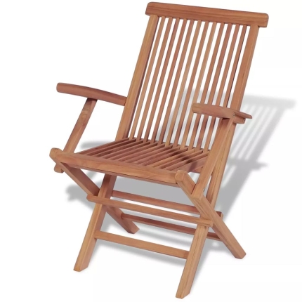 9 Piece Outdoor Dining Set with Folding Chairs Solid Teak Wood - Image 6