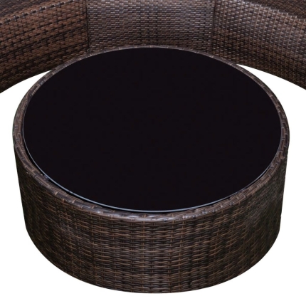 6 Piece Garden Lounge Set with Cushions Poly Rattan Brown - Image 5