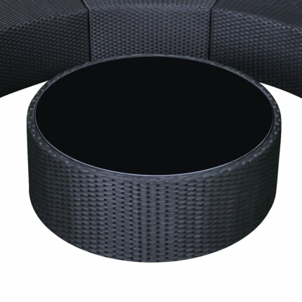 6 Piece Garden Lounge Set with Cushions Poly Rattan Black - Image 5