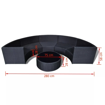 6 Piece Garden Lounge Set with Cushions Poly Rattan Black - Image 6