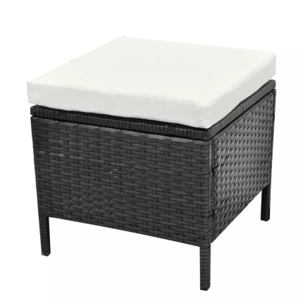 4 Piece Garden Lounge Set with Cushions Poly Rattan Black - Image 8