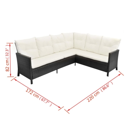 4 Piece Garden Lounge Set with Cushions Poly Rattan Black - Image 10