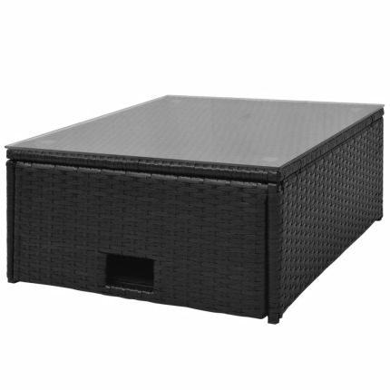4 Piece Garden Lounge Set with Cushions Poly Rattan Black - Image 7
