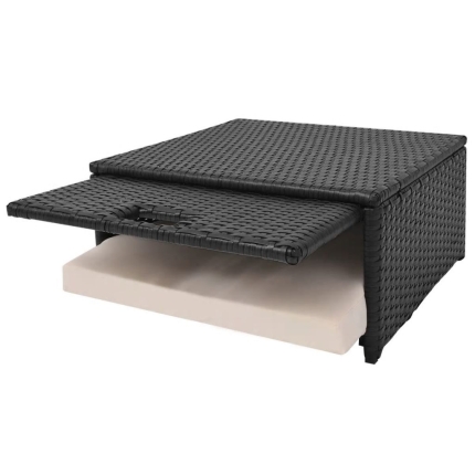 4 Piece Garden Lounge Set with Cushions Poly Rattan Black - Image 9