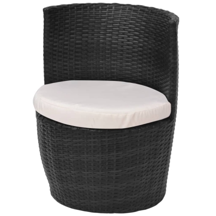 3 Piece Bistro Set with Cushions Poly Rattan Black - Image 5