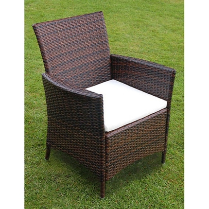 9 Piece Outdoor Dining Set with Cushions Poly Rattan Brown - Image 3