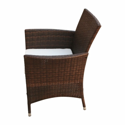 9 Piece Outdoor Dining Set with Cushions Poly Rattan Brown - Image 6