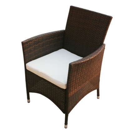 9 Piece Outdoor Dining Set with Cushions Poly Rattan Brown - Image 7