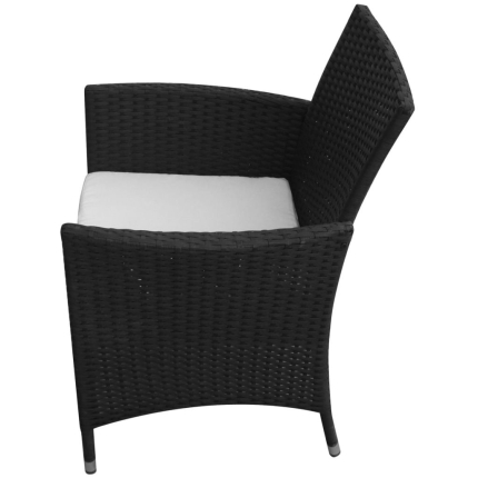 7 Piece Outdoor Dining Set with Cushions Poly Rattan Black - Image 5