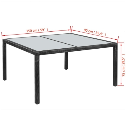 7 Piece Outdoor Dining Set with Cushions Poly Rattan Black - Image 7