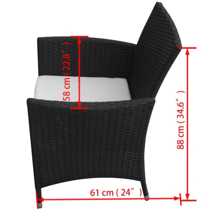 7 Piece Outdoor Dining Set with Cushions Poly Rattan Black - Image 8