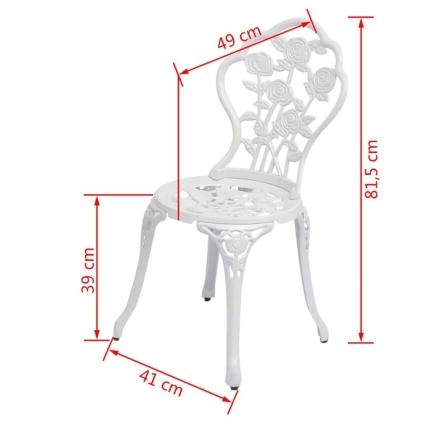 Bistro Chairs 2 pcs Cast Aluminium White - Image 5