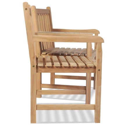 Outdoor Chairs 2 pcs with Parasol Hole Solid Teak Wood - Image 3