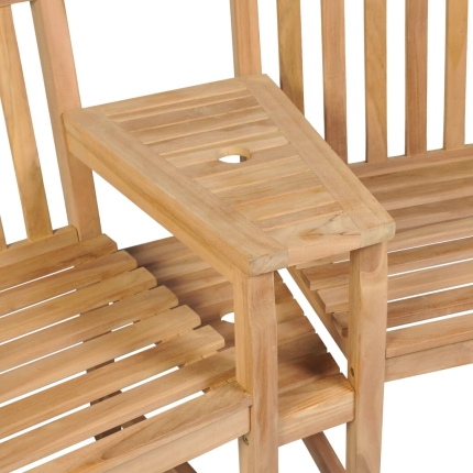 Outdoor Chairs 2 pcs with Parasol Hole Solid Teak Wood - Image 4