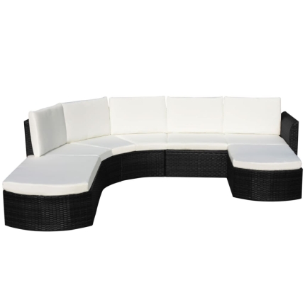 4 Piece Garden Lounge Set with Cushions Poly Rattan Black - Image 3