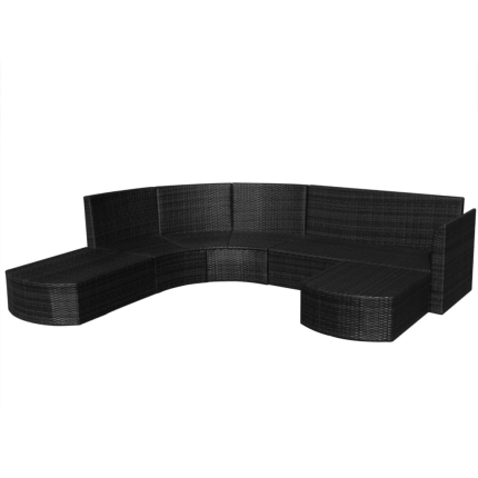 4 Piece Garden Lounge Set with Cushions Poly Rattan Black - Image 5