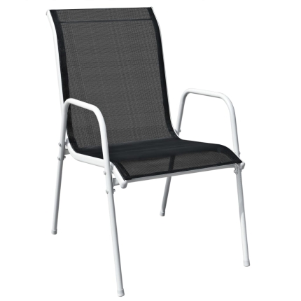 Stackable Garden Chairs 6 pcs Steel and Textilene Black - Image 2