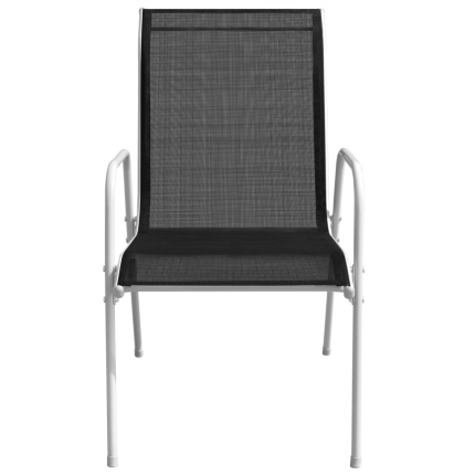 Stackable Garden Chairs 6 pcs Steel and Textilene Black - Image 3