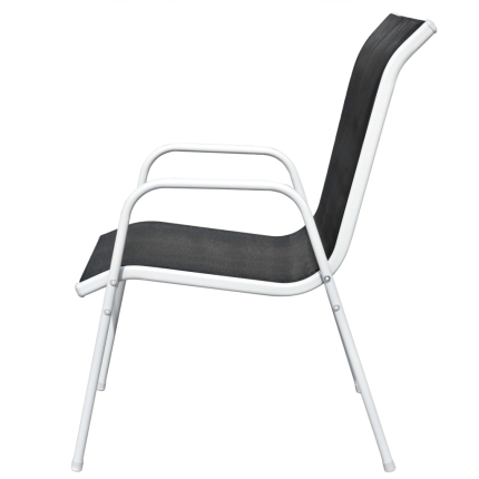 Stackable Garden Chairs 6 pcs Steel and Textilene Black - Image 4