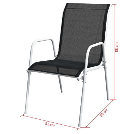 Stackable Garden Chairs 6 pcs Steel and Textilene Black - Image 7