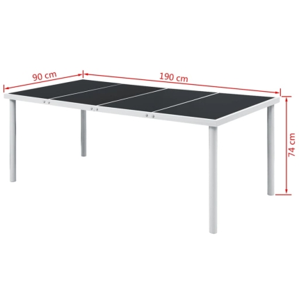 Garden Table 190x90x74 cm Black Steel - Image 3