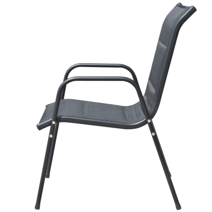Stackable Garden Chairs 6 pcs Steel and Textilene Black - Image 3