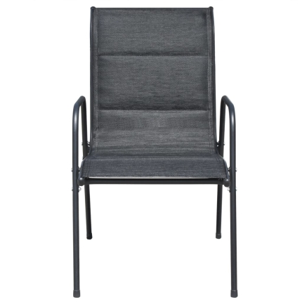 Stackable Garden Chairs 6 pcs Steel and Textilene Black - Image 4