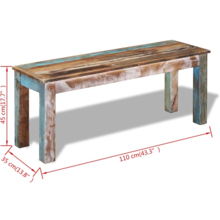 Bench Solid Reclaimed Wood 110x35x45 cm - Image 8