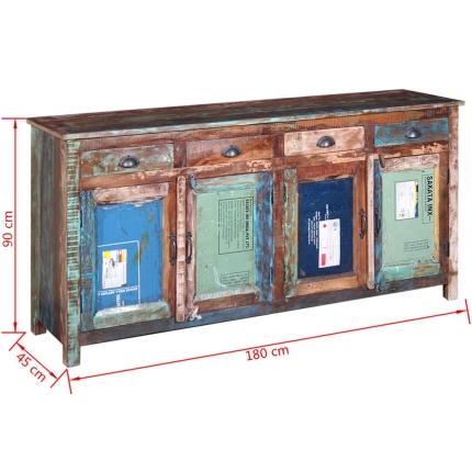 Sideboard with 4 Doors 4 Drawers Solid Reclaimed Wood - Image 11